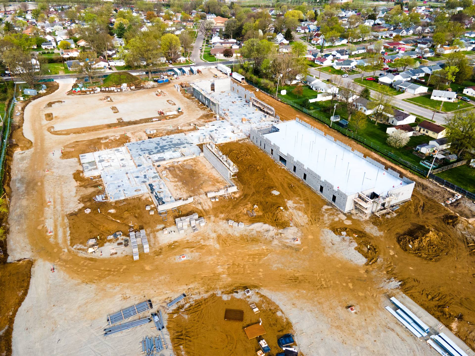 Aerial view-construction of Fairborn Intermediate School 