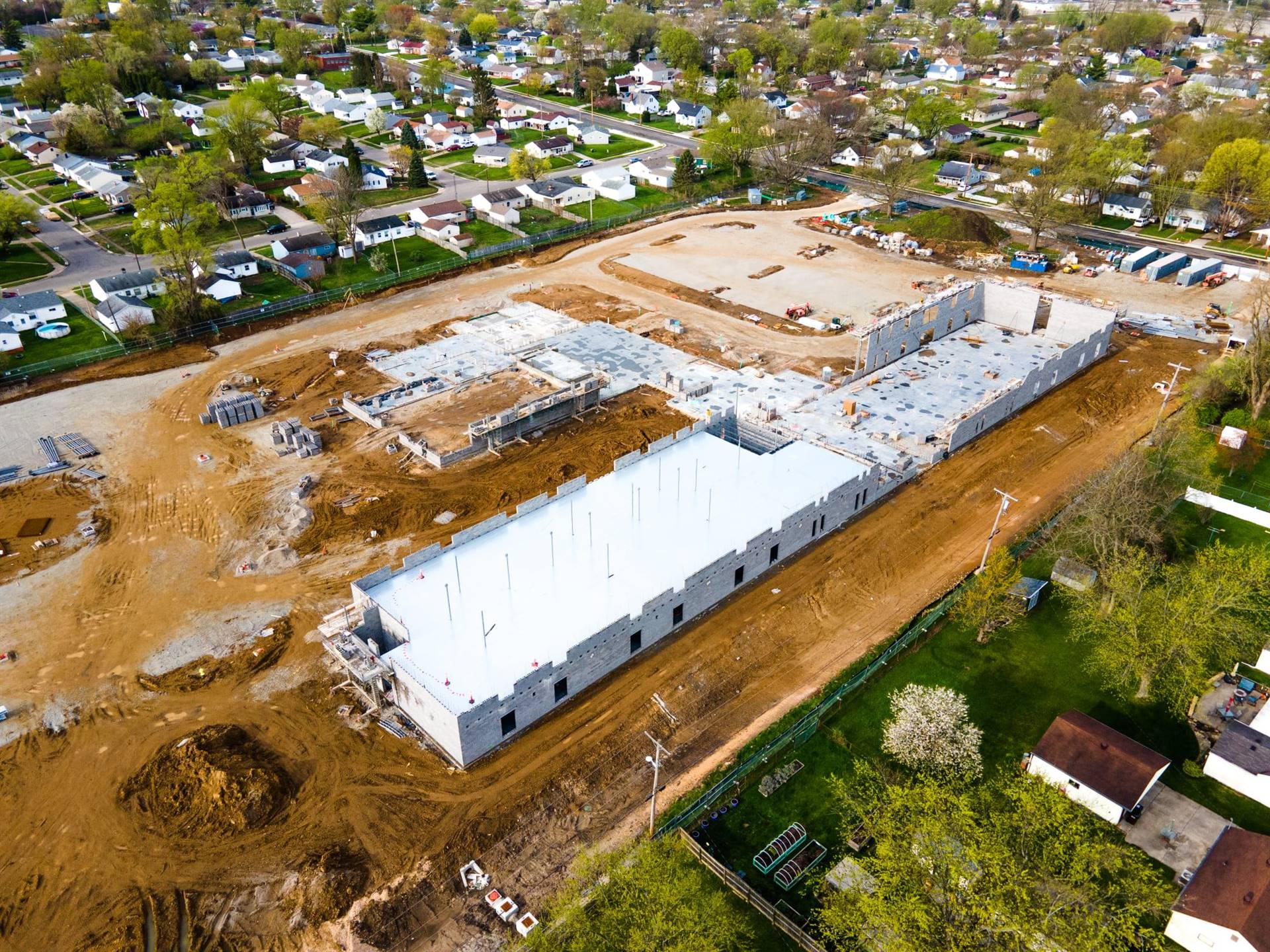 Aerial view-construction of Fairborn Intermediate School 