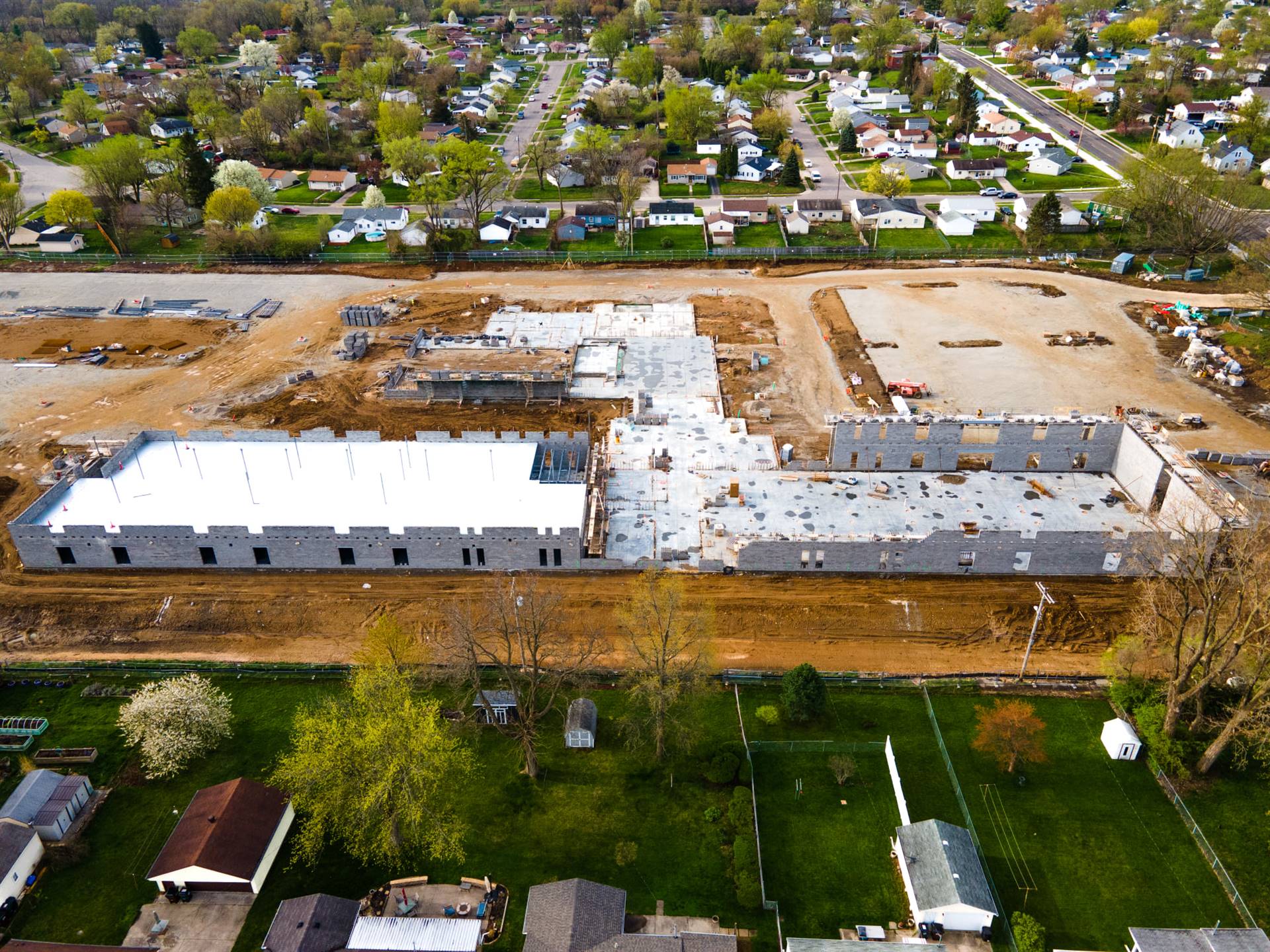 Aerial view-construction of Fairborn Intermediate School 