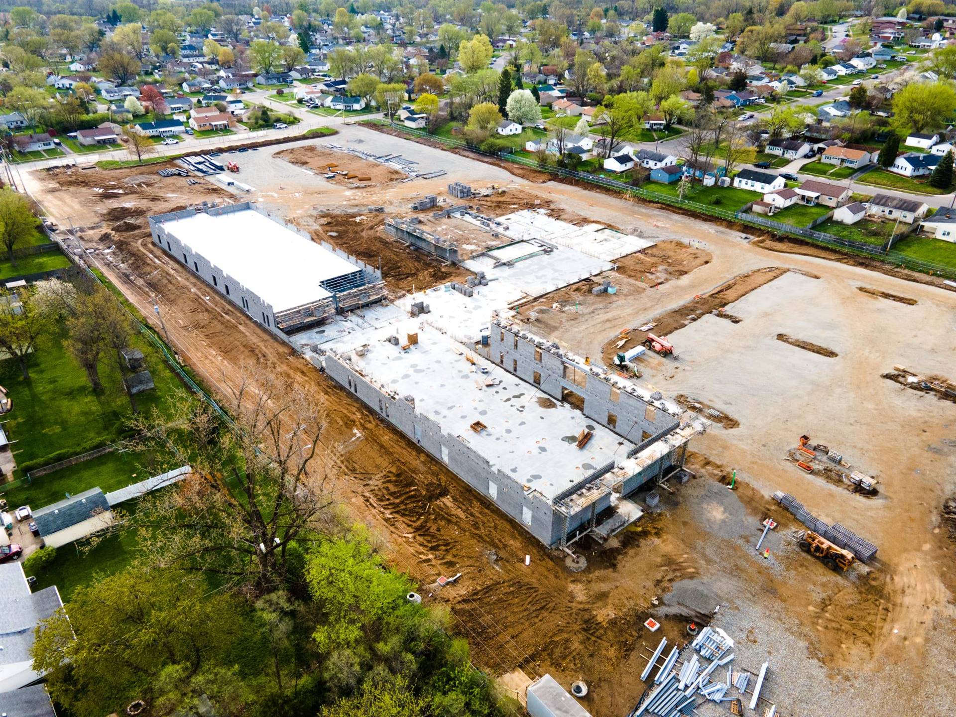 Aerial view-construction of Fairborn Intermediate School 