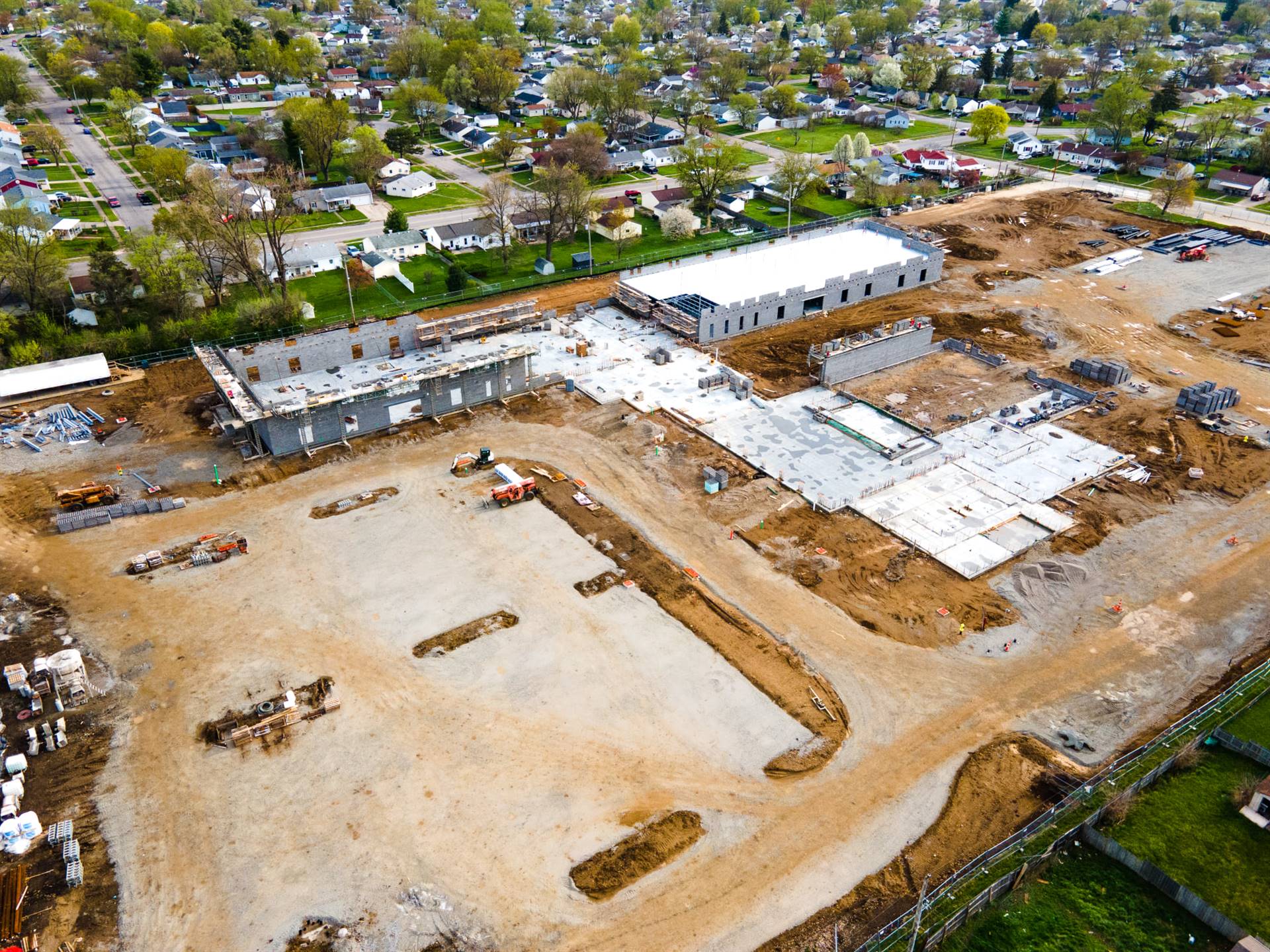 Aerial view-construction of Fairborn Intermediate School 