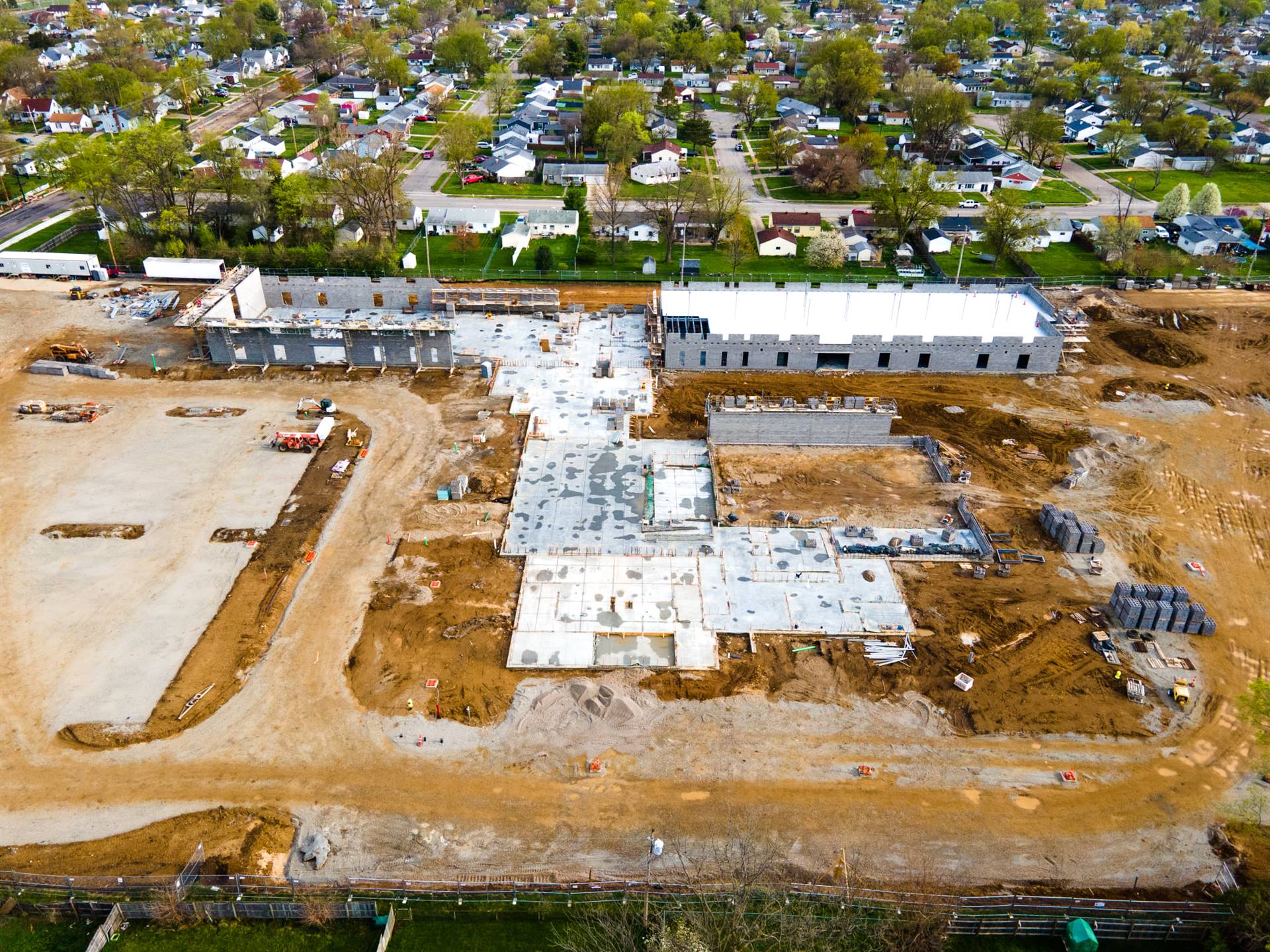 Aerial view-construction of Fairborn Intermediate School 