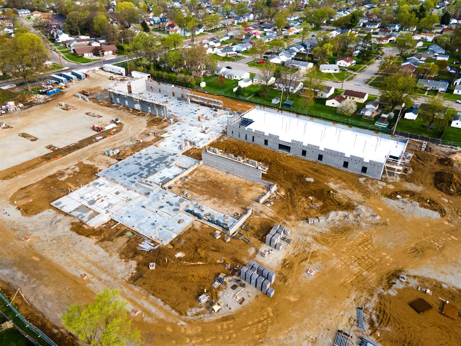 Aerial view-construction of Fairborn Intermediate School 