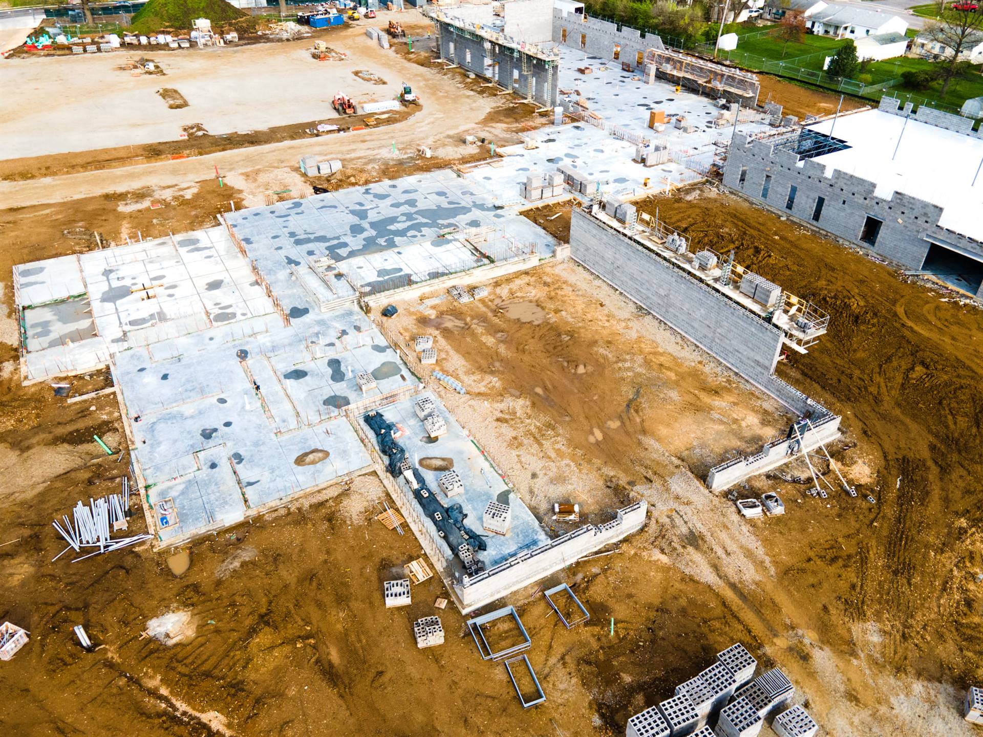 Aerial view-construction of Fairborn Intermediate School 