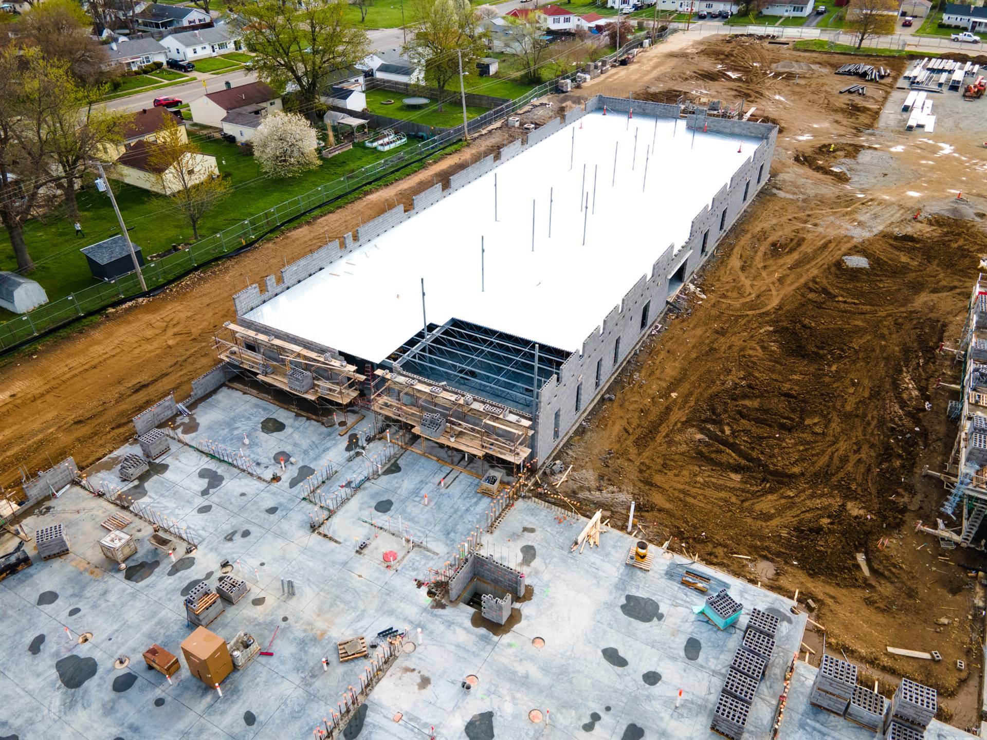 Aerial view-construction of Fairborn Intermediate School 