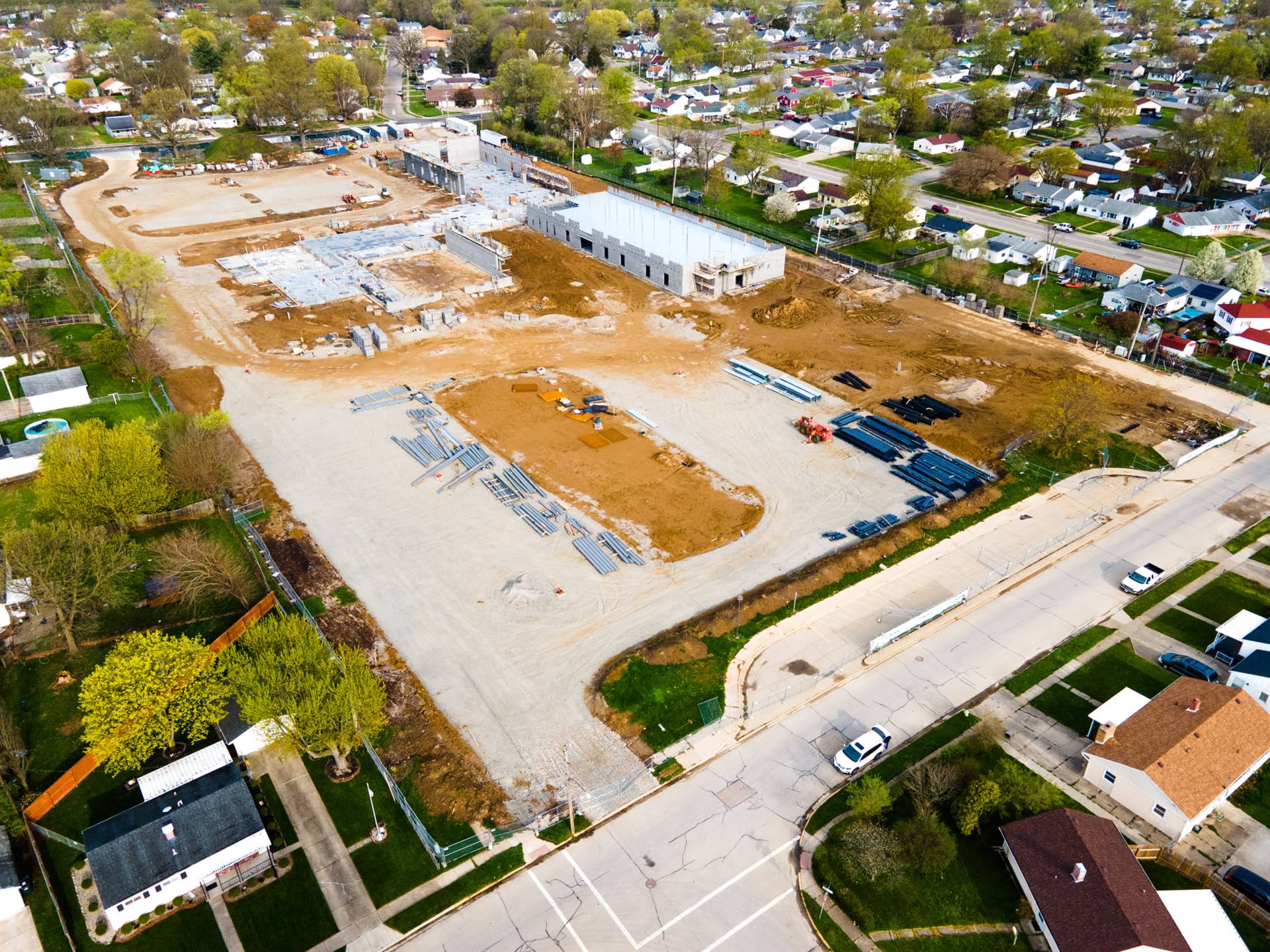 Aerial view-construction of Fairborn Intermediate School 