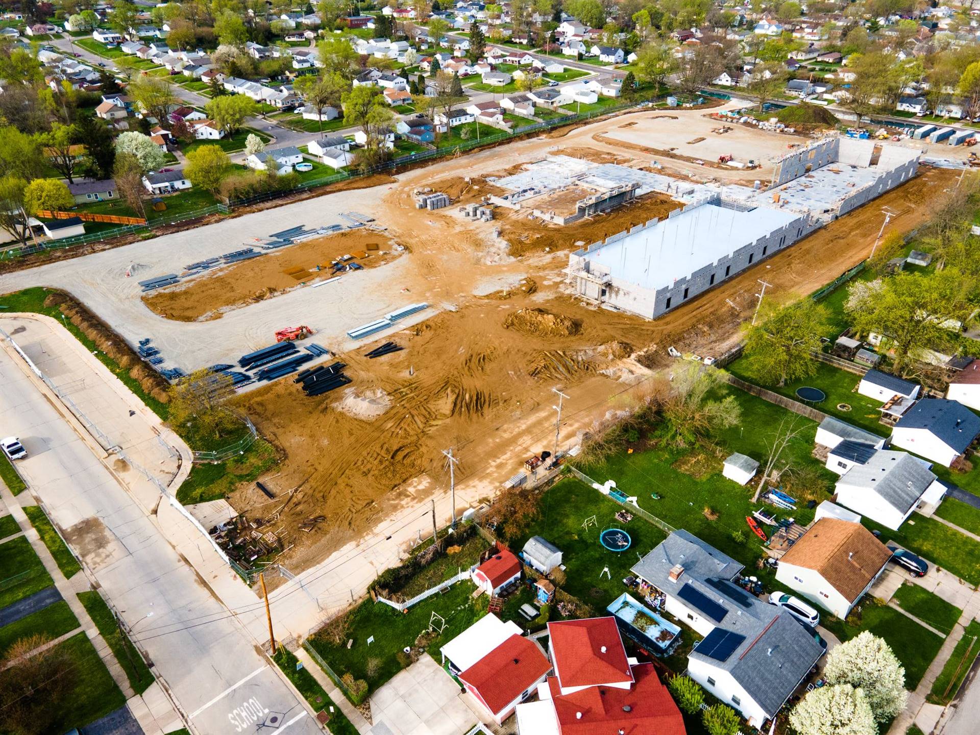 Aerial view-construction of Fairborn Intermediate School 