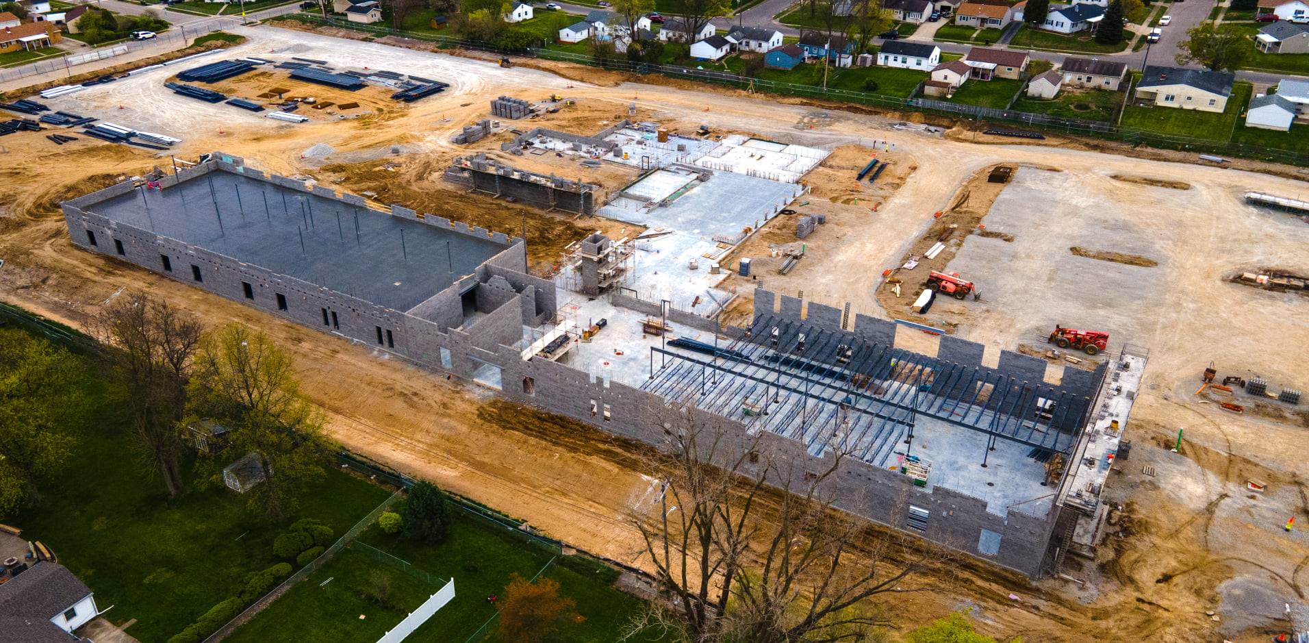 Aerial view-construction of Fairborn Intermediate School 