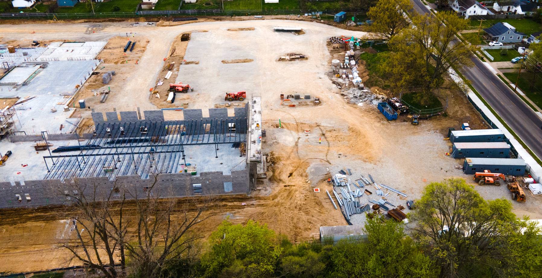 Aerial view-construction of Fairborn Intermediate School 