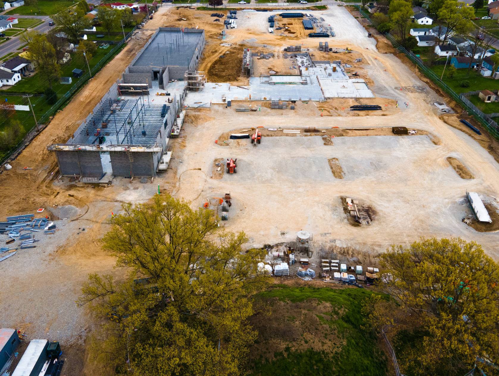 Aerial view-construction of Fairborn Intermediate School 