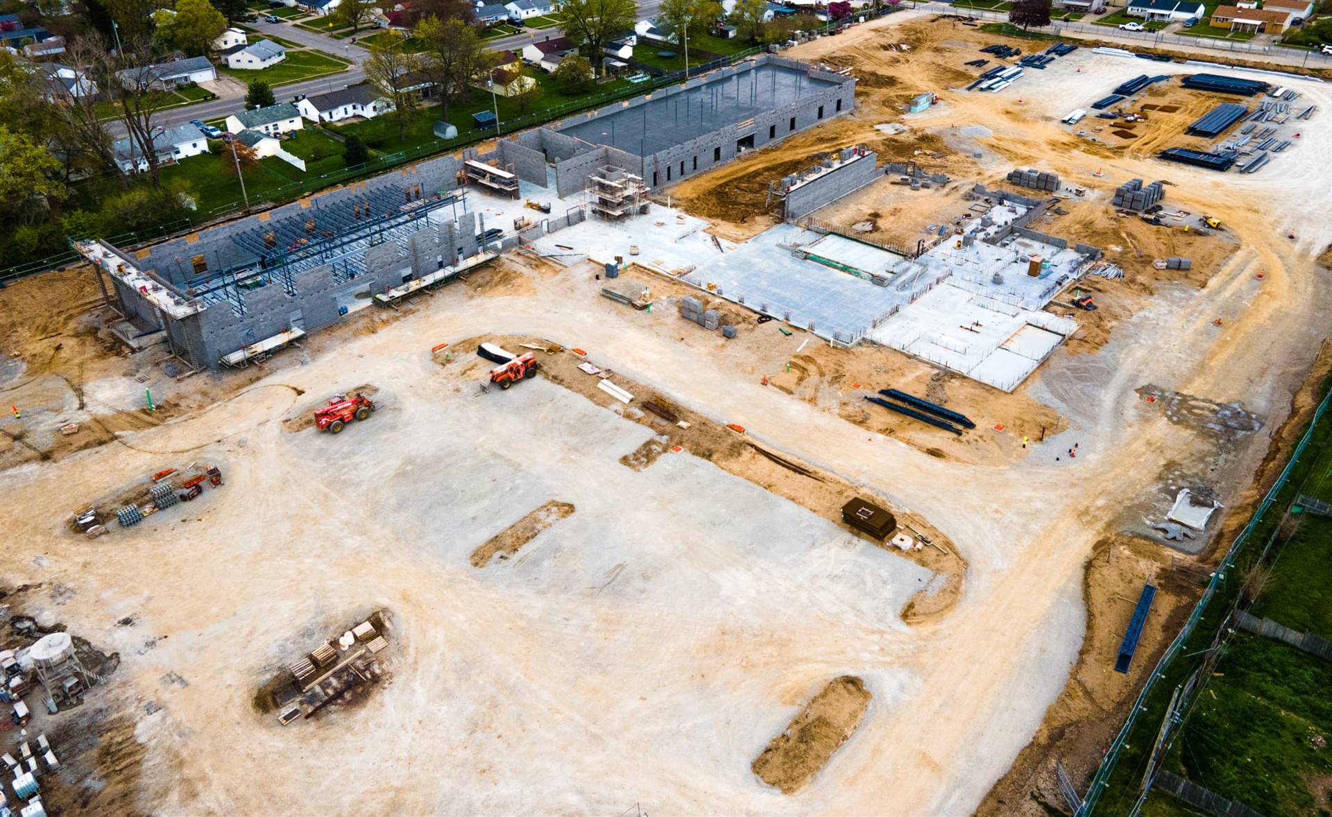 Aerial view-construction of Fairborn Intermediate School 