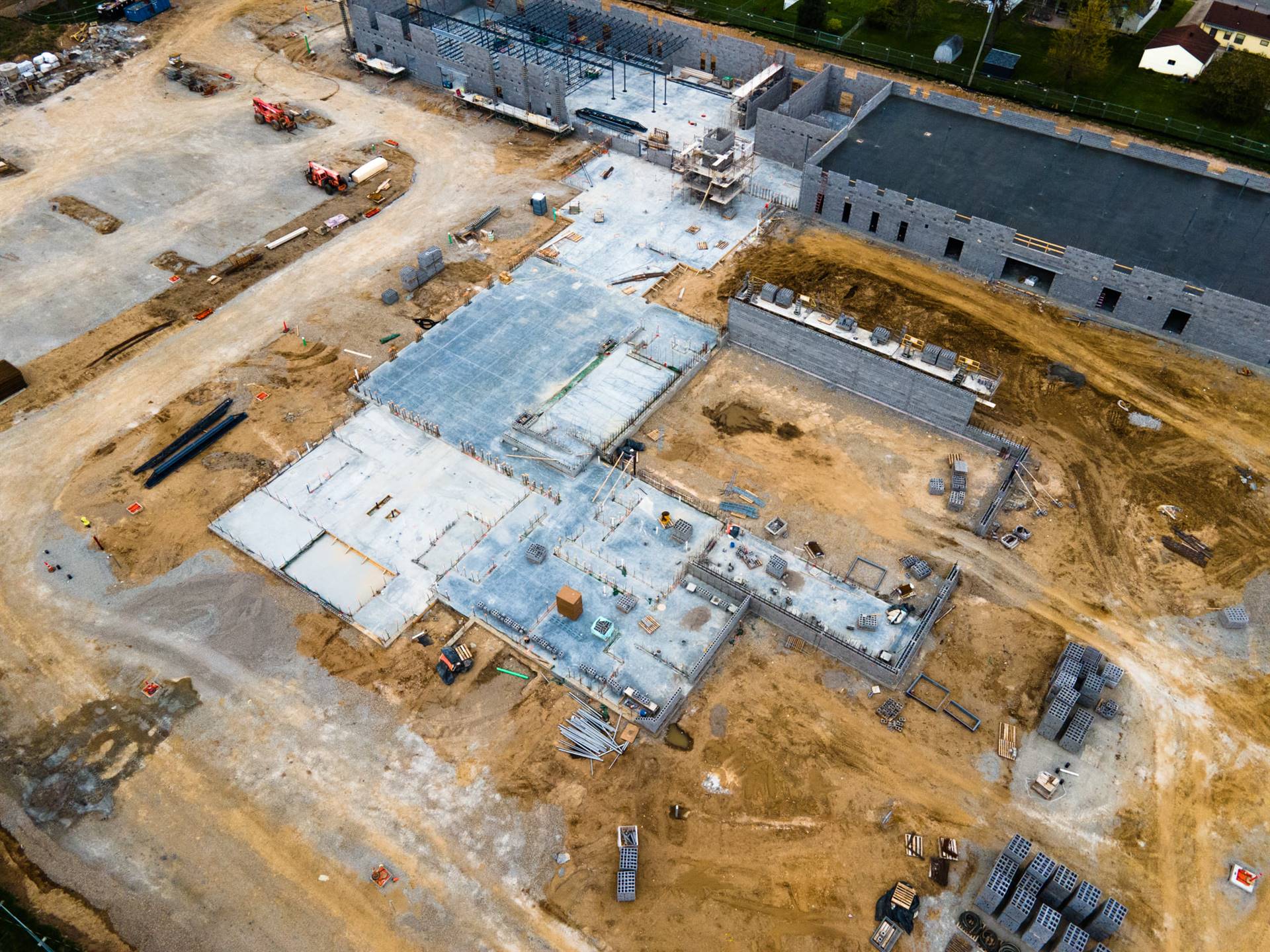 Aerial view-construction of Fairborn Intermediate School 