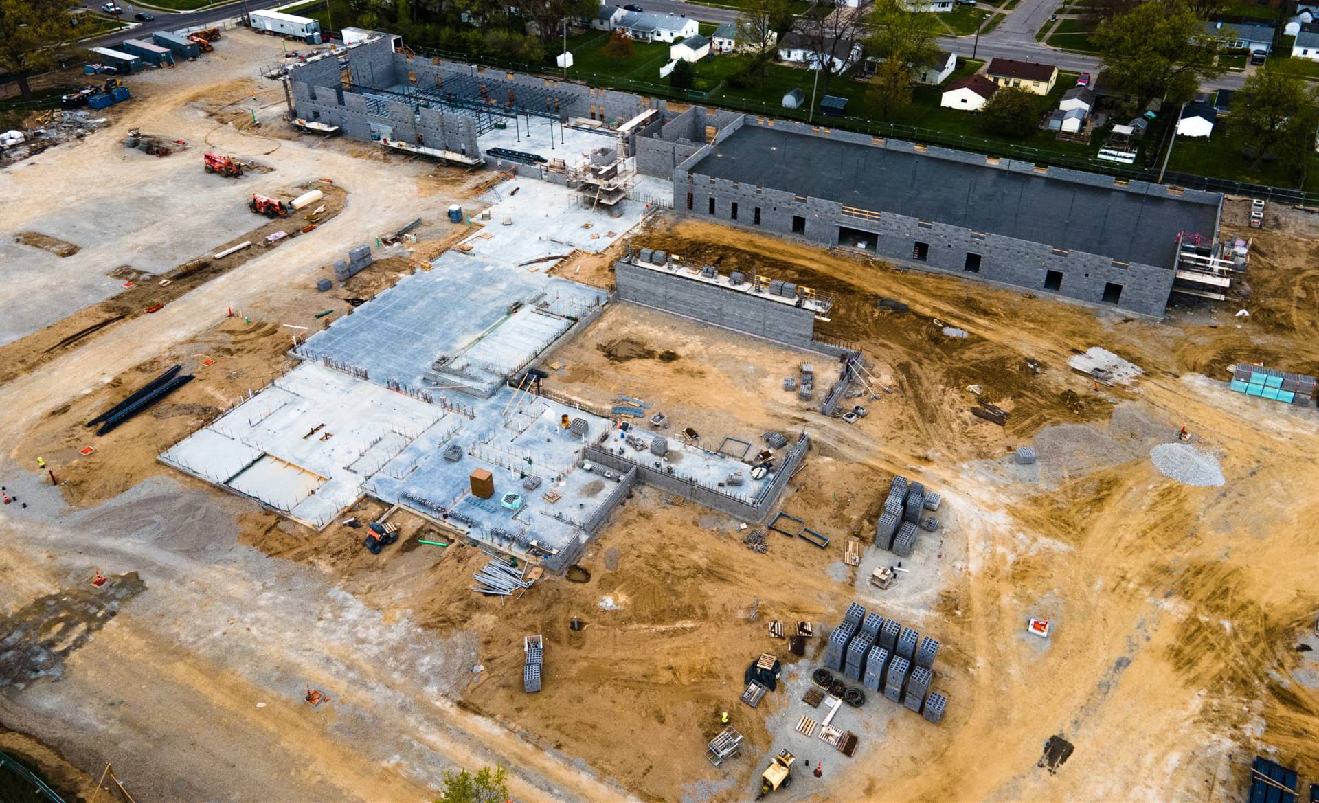 Aerial view-construction of Fairborn Intermediate School 