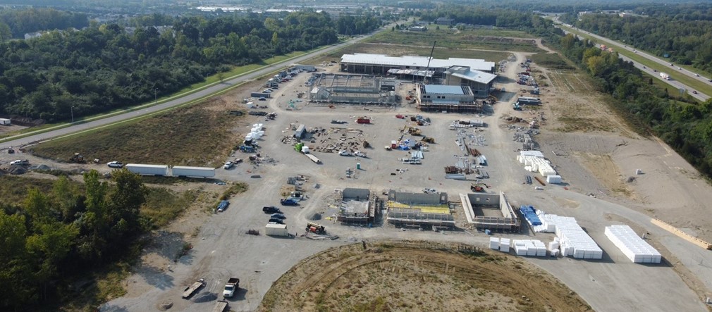 Aerial view Fairborn High School construction site September 20, 2022