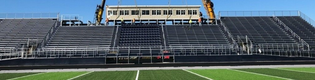 Good morning Skyhawks! The press box was lowered into place yesterday. A great view on a sunny day. Go Skyhawks! 