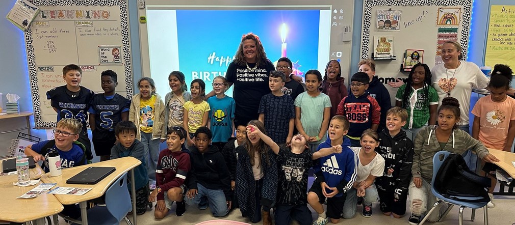   Miss Mitchell and her 3rd grade class created and wrote personal birthday cards and sang to Principal, Betsy Wyatt! Happy Birthday Betsy!