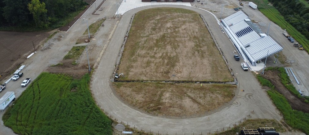 Aerial view of Fairborn High School construction site September 2023