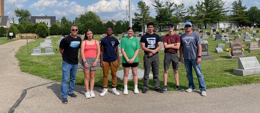 FHS AFJROTC Cadets took advantage of the opportunity to partner with American Legion Post 526 to place Veteran Markers at Fairfield Cemetery, honoring deceased Veterans.