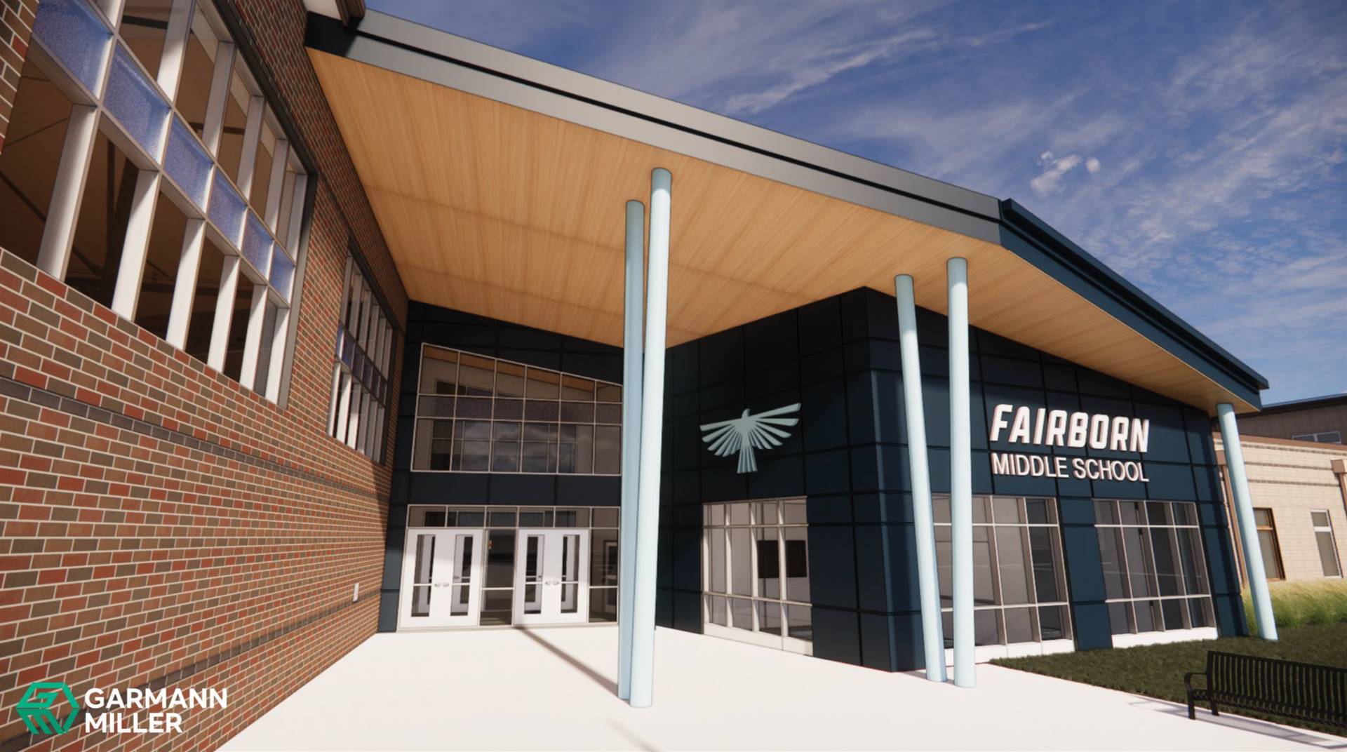 View of front entrance Fairborn Middle School