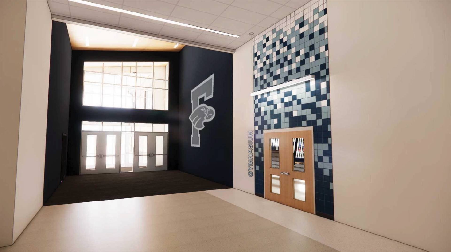 Interior view Fairborn Middle School entrance