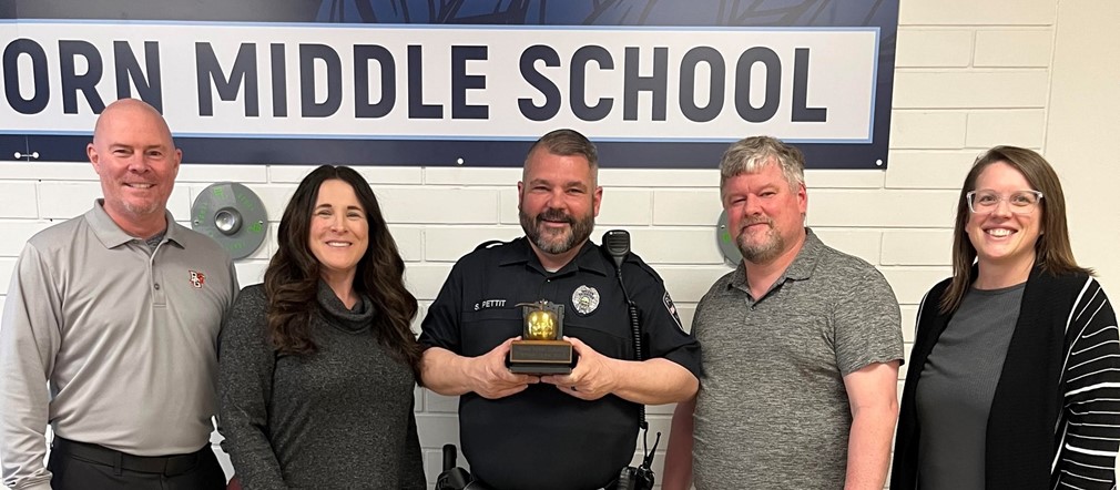 Fairborn Middle School leadership honors SRO Petit as March &#34;Staff of the Month!&#34;